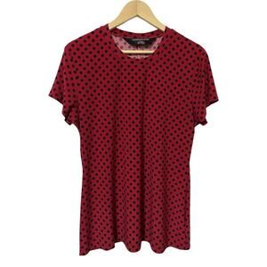Norma Kamali Womens Jersey Polka Dot Top Size 2XL Red Stretch Retro Office 50s